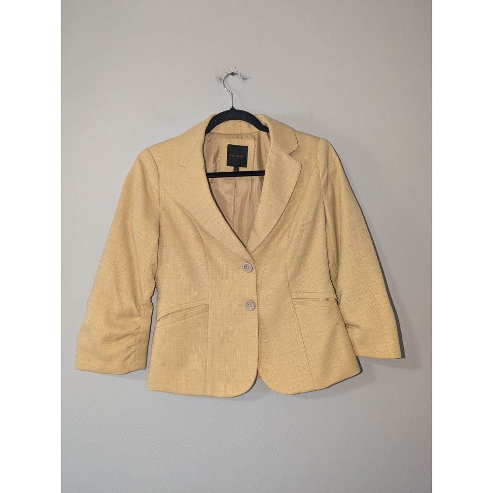XS The Limited Yellow 3/4 Sleeve 2 Button Blazer